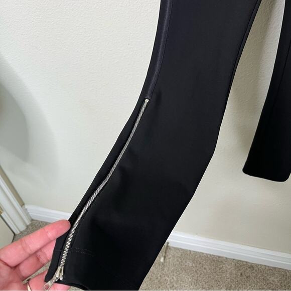 La Ligne Moto Pants Black Cropped Skinny Zip Hem Pull On Womens Size XS - Picture 6 of 8